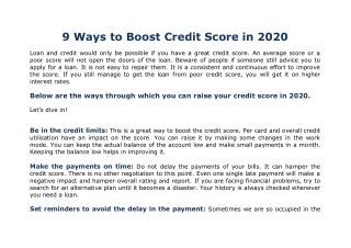 9 Ways to Boost to Credit Score in 2020 - CWC