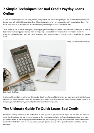 5 Easy Facts About Bad Credit Guaranteed Approval Payday Loans Explained