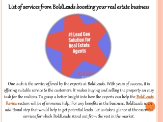 List of services from bold leads boosting your real estate business