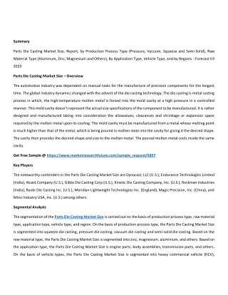 Parts Die Casting Market Size