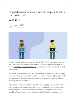 A web designer or a front end developer? What is the distinction?