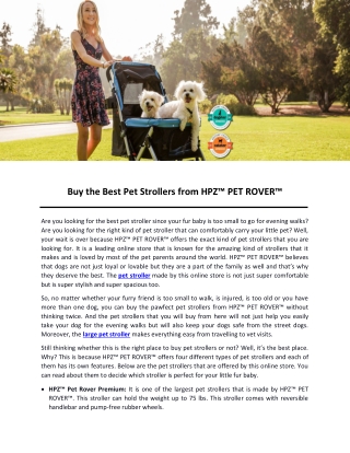 Buy the Best Pet Strollers from HPZ™ PET ROVER™
