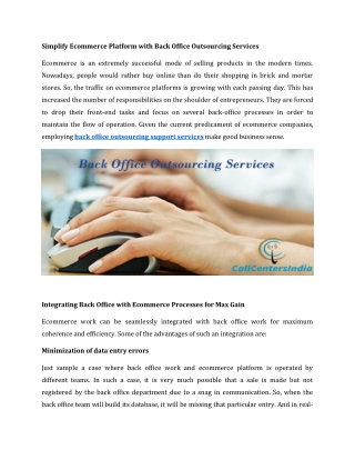 Simplify Ecommerce Platform with Back Office Outsourcing Services