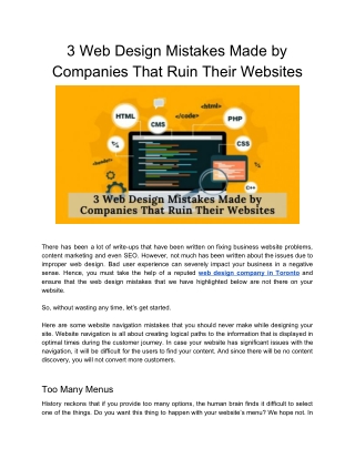3 Web Design Mistakes Made by Companies That Ruin Their Websites