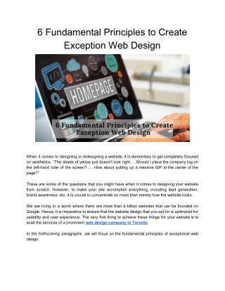 6 Fundamental Principles to Create Exception Web Design