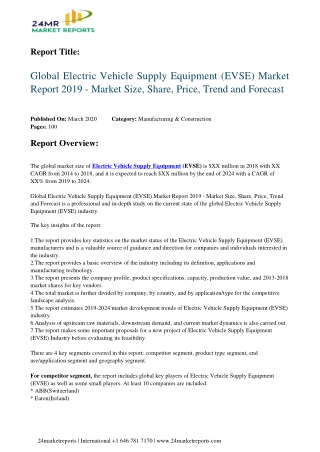 Electric Vehicle Supply Equipment (EVSE) Market Report 2019