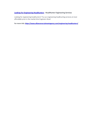 Looking For Engineering Headhunters - HeadHunter Engineering Services