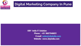 Digital Marketing Company In Pune - OBY India IT Solution