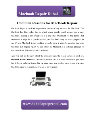 Common Reasons for MacBook Repair