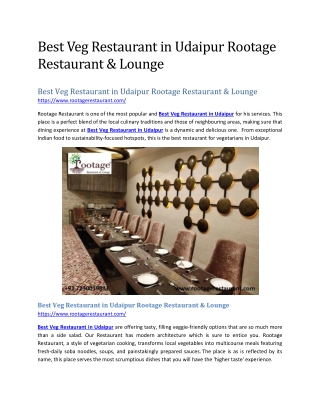 Best Veg Restaurant in Udaipur Rootage Restaurant & Lounge