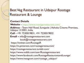 Best Veg Restaurant in Udaipur Rootage Restaurant & Lounge