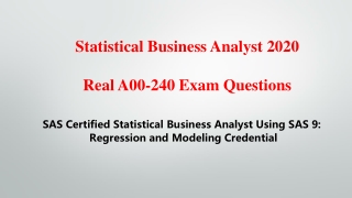 100% Pass - Statistical Business Analyst A00-240 Exam Questions Killtest 2020