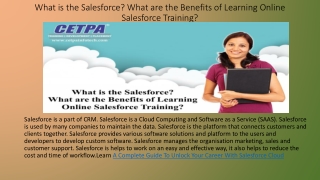 Scope Of After Online Salesforce Training :Salesforce Certification