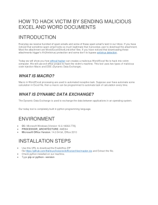 HOW TO HACK VICTIM BY SENDING MALICIOUS EXCEL AND WORD DOCUMENTS