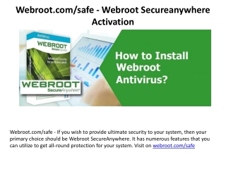 Webroot.com/safe - Webroot Secureanywhere Activation