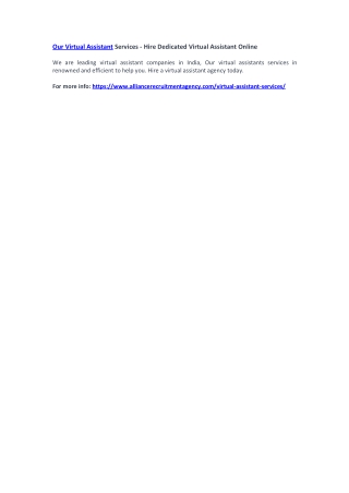 Our Virtual Assistant Services - Hire Dedicated Virtual Assistant Online