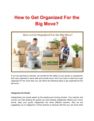 How to Get Organized For the Big Move?