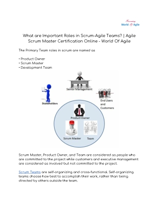 What are Important Roles in Scrum-Agile Teams? | Agile Scrum Master Certification Online - World Of Agile