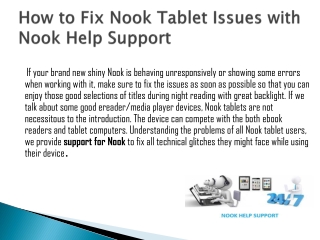 How to fix Nook Tablet Issues with Nook Help Support