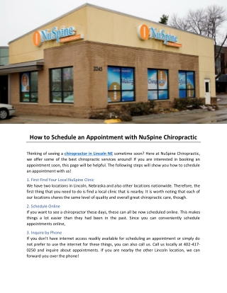 How to Schedule an Appointment with NuSpine Chiropractic