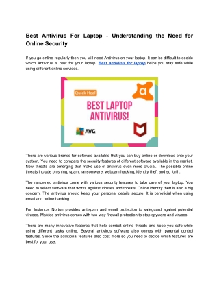 Best Antivirus For Laptop - Understanding the Need for Online Security