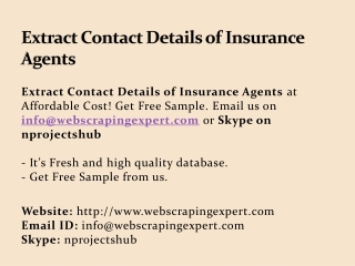 Extract Contact Details of Insurance Agents