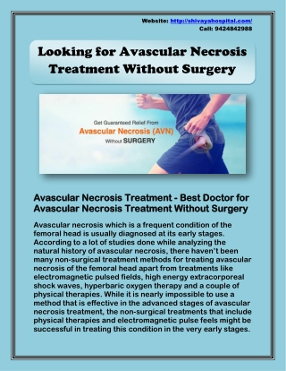 Looking for Avascular Necrosis Treatment Without Surgery