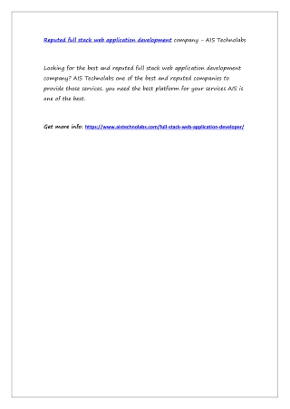 Reputed full stack web application development company - AIS Technolabs