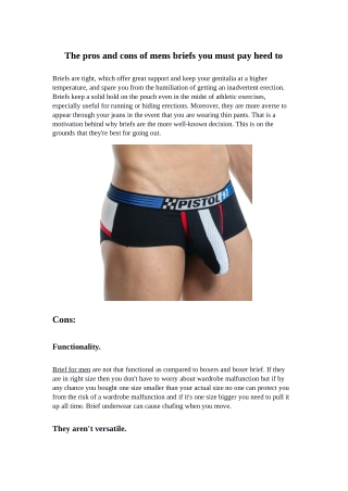 The pros and cons of mens briefs you must pay heed to
