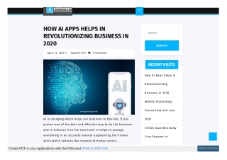 HOW AI APPS HELPS IN REVOLUTIONIZING BUSINESS IN 2020
