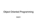 Object Oriented Programming