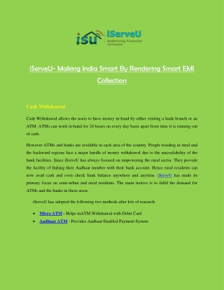 iServeU- Making India Smart By Rendering Smart EMI Collection