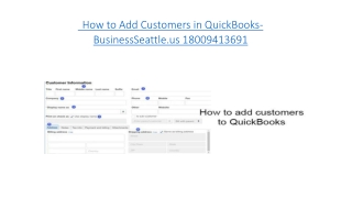 How to Add Customers in QuickBooks- BusinessSeattle.us 18009413691