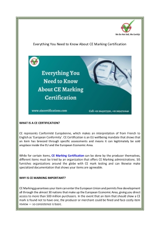 Everything You Need to Know About CE Marking Certification