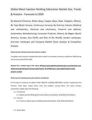Global Liquid Crystal Polymer Market Size, Trends & Analysis - Forecasts To 2026