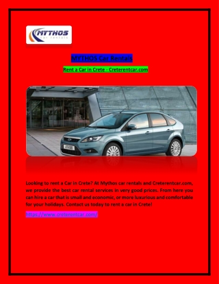 Rent a Car in Crete - Creterentcar.com