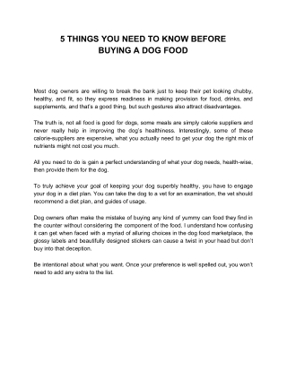 5 THINGS YOU NEED TO KNOW BEFORE BUYING A DOG FOOD