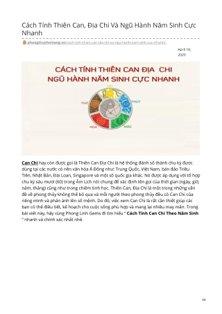 Cách Tính Thiên Can, Địa Chi Và Ngũ Hành Năm Sinh Cực Nhanh