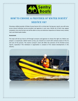 How to Choose a Provider of Water Survey Service UK?