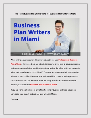 The Top Industries that Should Consider Business Plan Writers in Miami