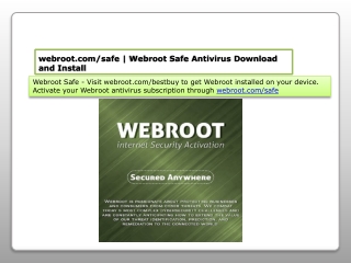 Webroot Safe Download and Install webroot.com/safe