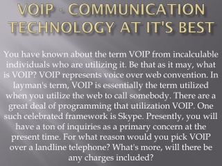 VOIP - Communication Technology at It's Best