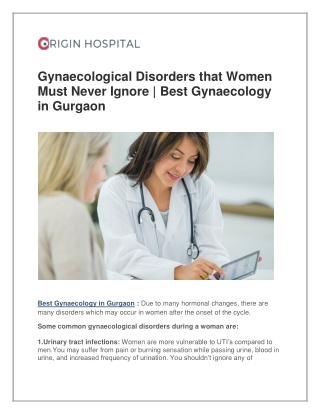 Gynaecological Disorders that Women Must Never Ignore | Best Gynaecology in Gurgaon