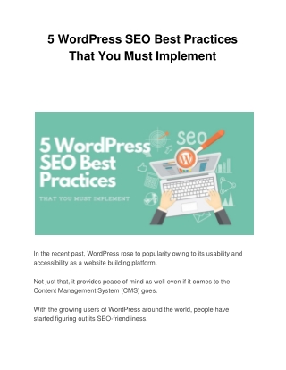 5 WordPress SEO Best Practices That You Must Implement