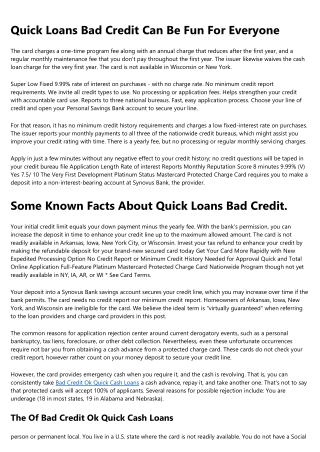 Indicators on Bad Credit Loans You Need To Know