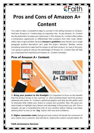 Pros and Cons of Amazon A  Content