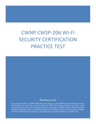 CWNP CWSP-206 Wi-Fi Security Certification Practice Test