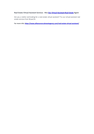 Real Estate Virtual Assistant Services - Hire Our Virtual Assistant Real Estate Agent