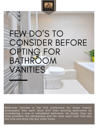 Few do’s to Consider Before Opting for Bathroom Vanities