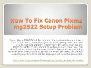 How To Resolve Canon Pixma mg2522 Setup Issue